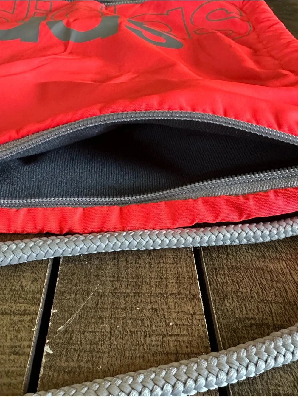 Adidas Drawstring Backpack Gym Sack Coral Pink Gray Cinch Bag Zipper Pocket